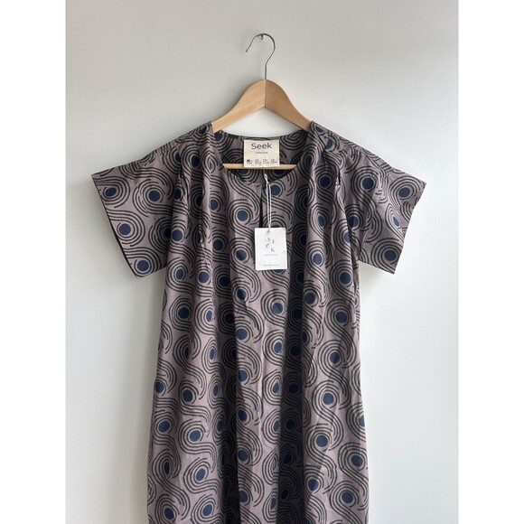 Seek Collective Mocha Swirls Purple Cotton Pattern Maxi Dress Oversized Size XS - Picture 5 of 13